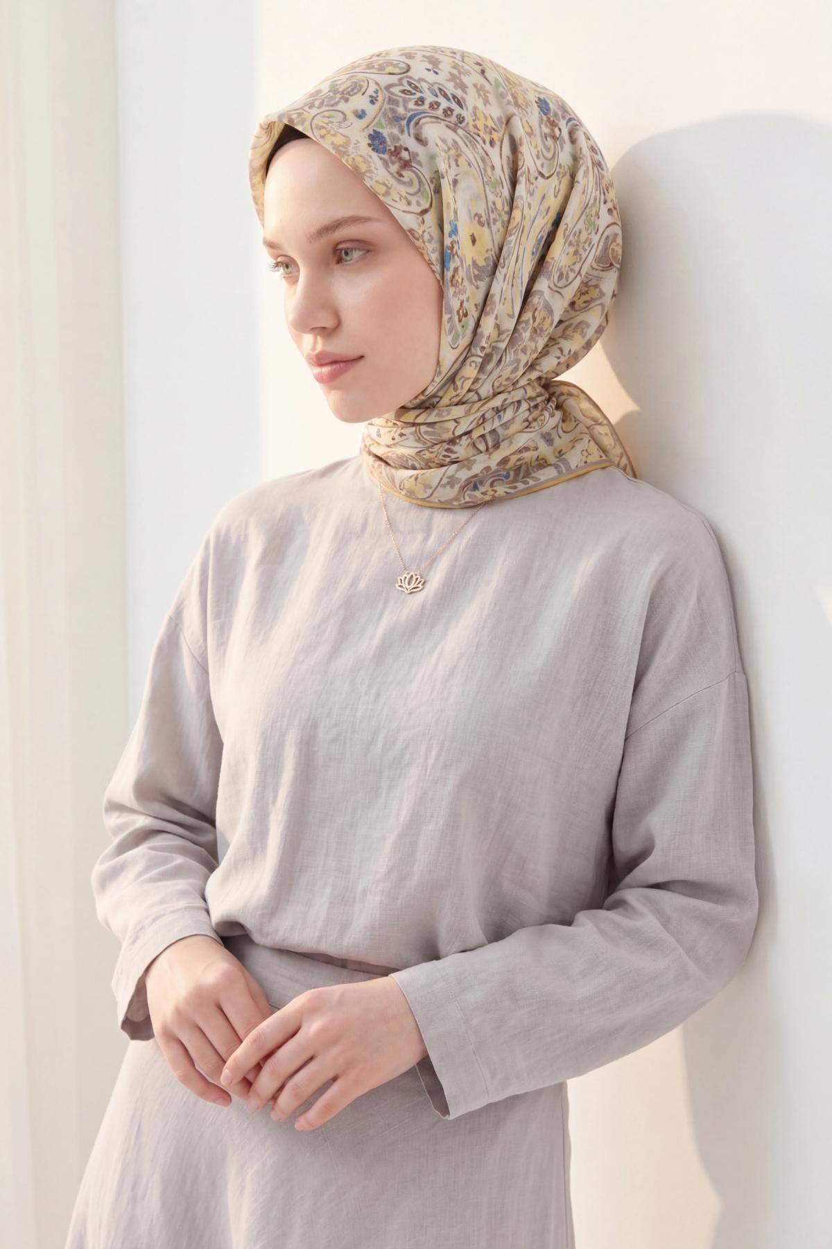 Soft Eşarp Perla Açık Sarı 90x90