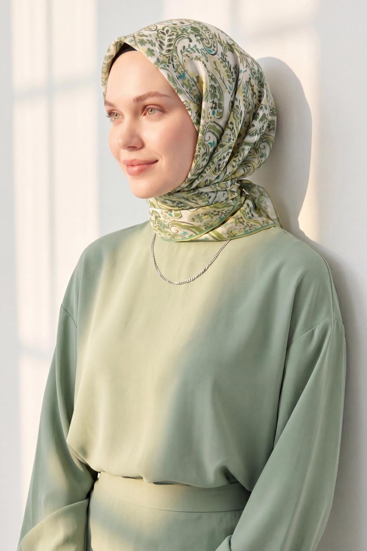 Soft Eşarp Perla Açık Yeşil 90x90