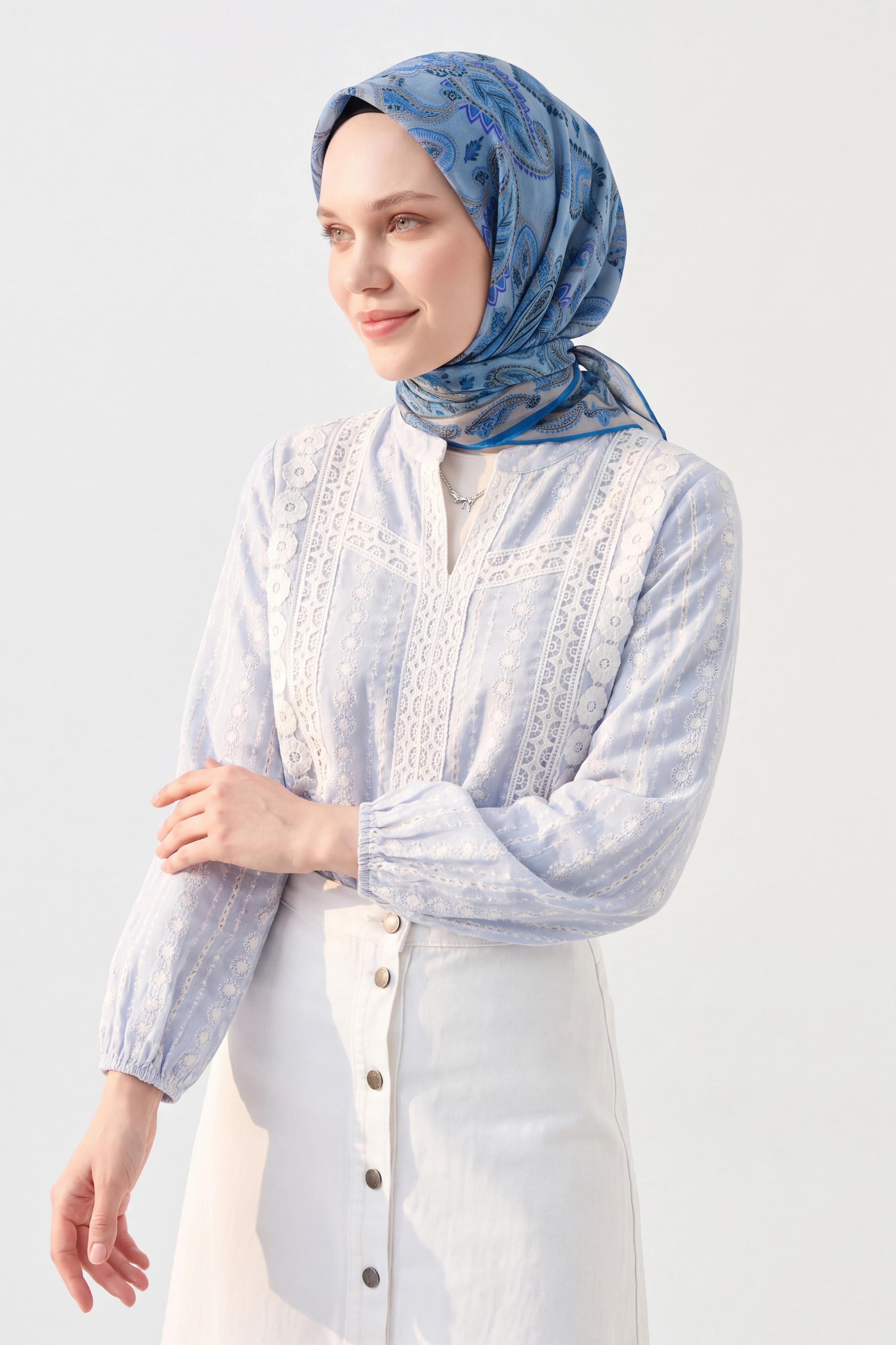 Soft Eşarp Şal Motif İndigo