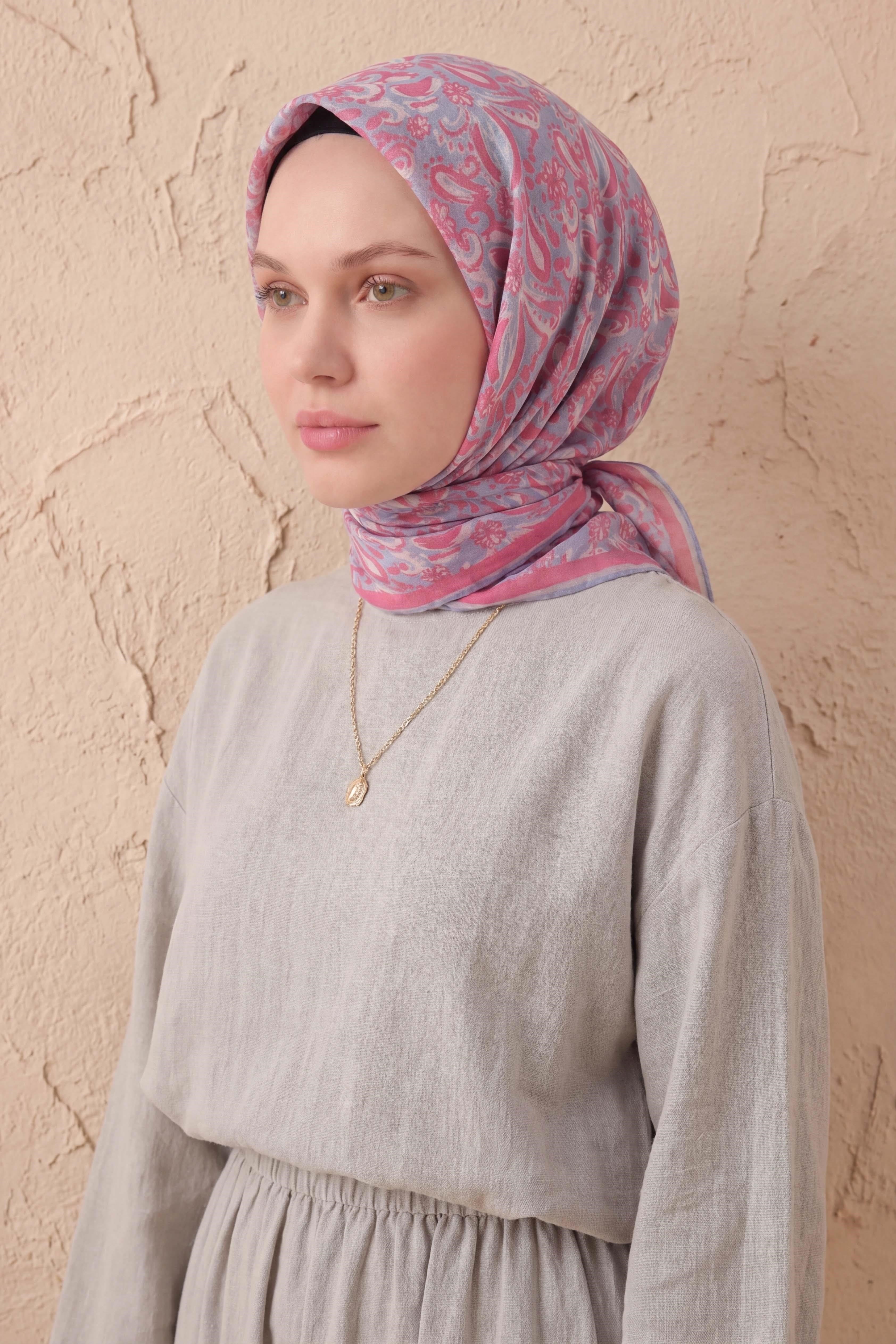 Soft Eşarp Şal Motif Lila 90x90