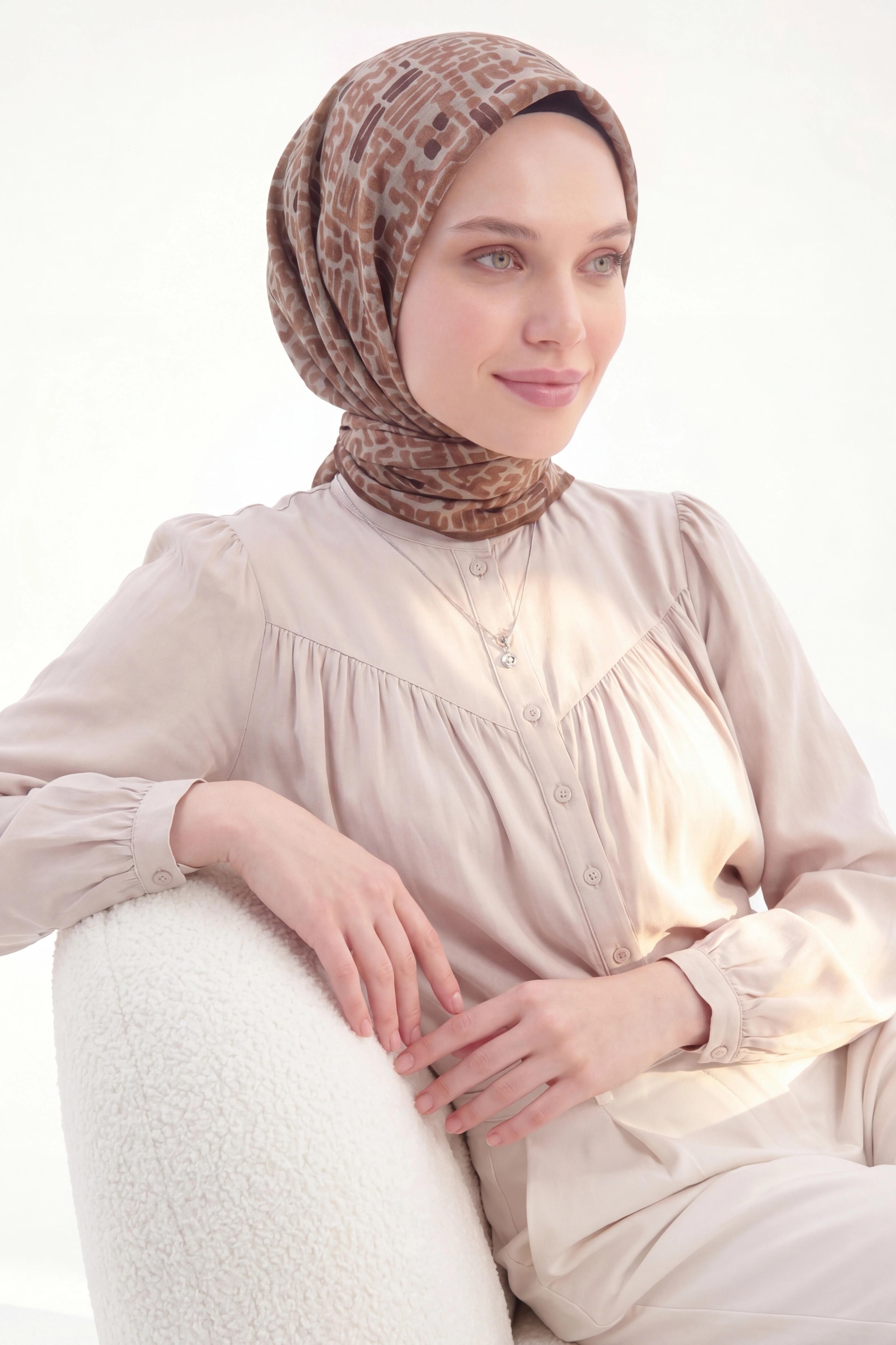 Soft Eşarp Soyut Çikolata Kahve