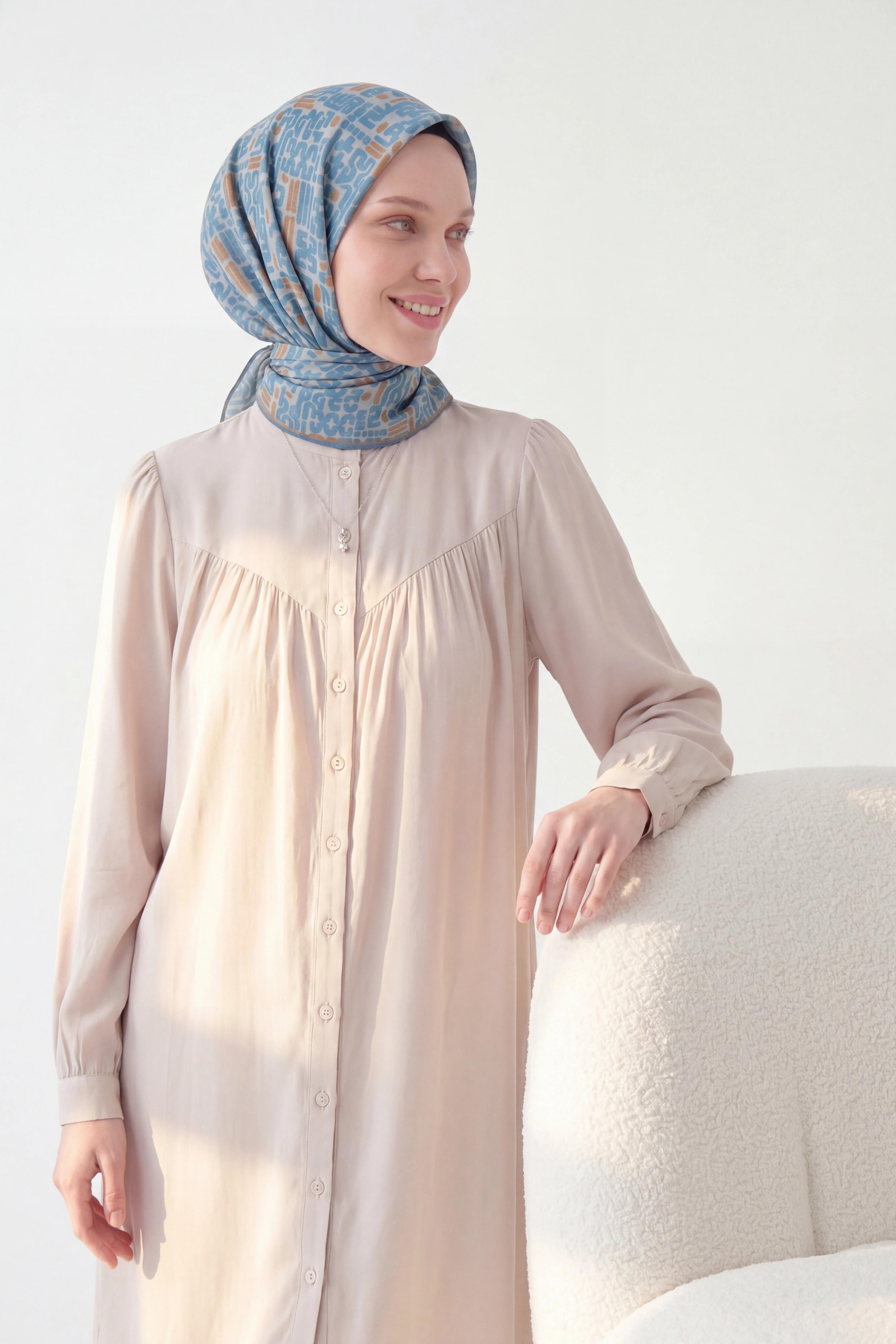 Soft Eşarp Soyut Mavi