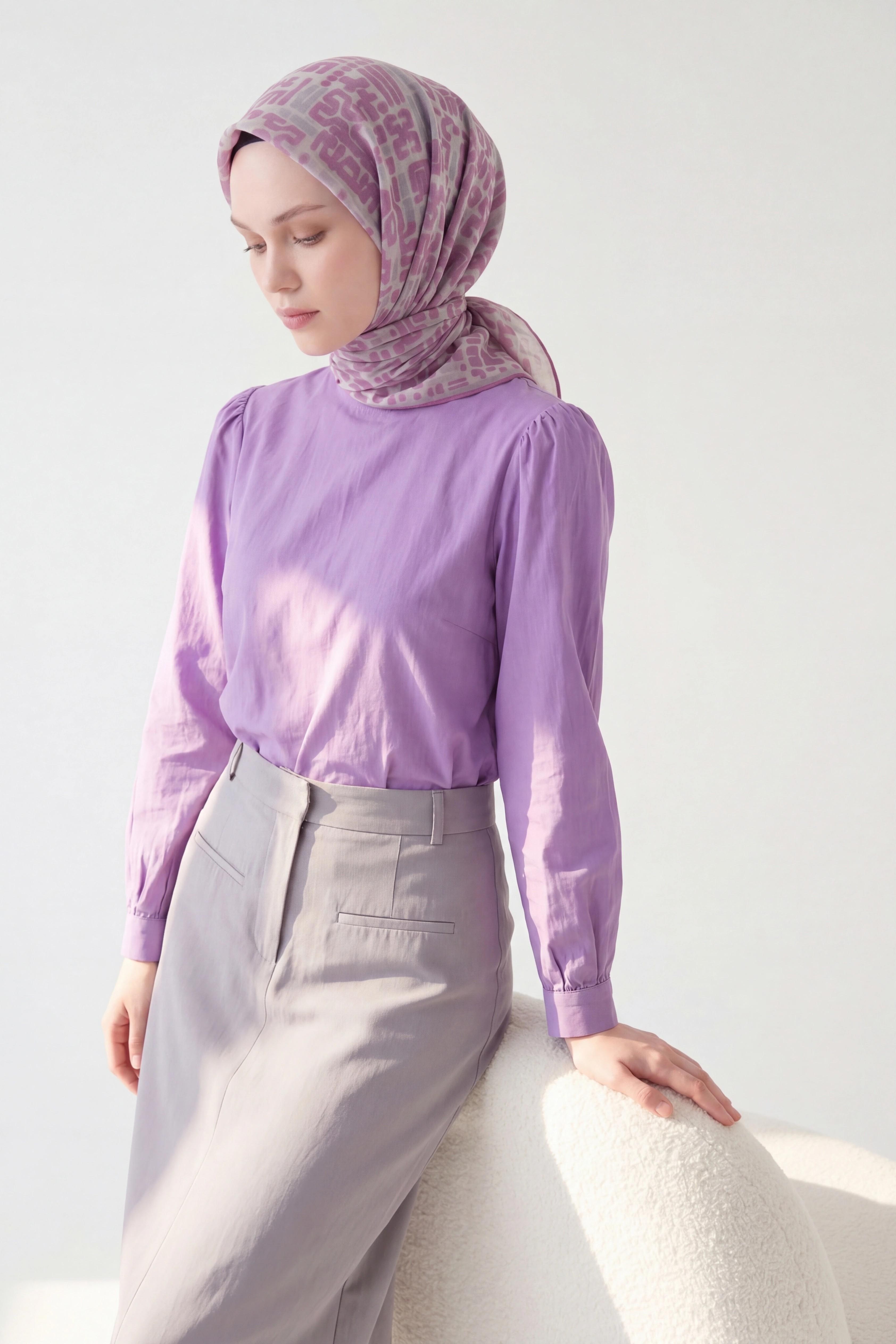 Soft Eşarp Soyut Pembe