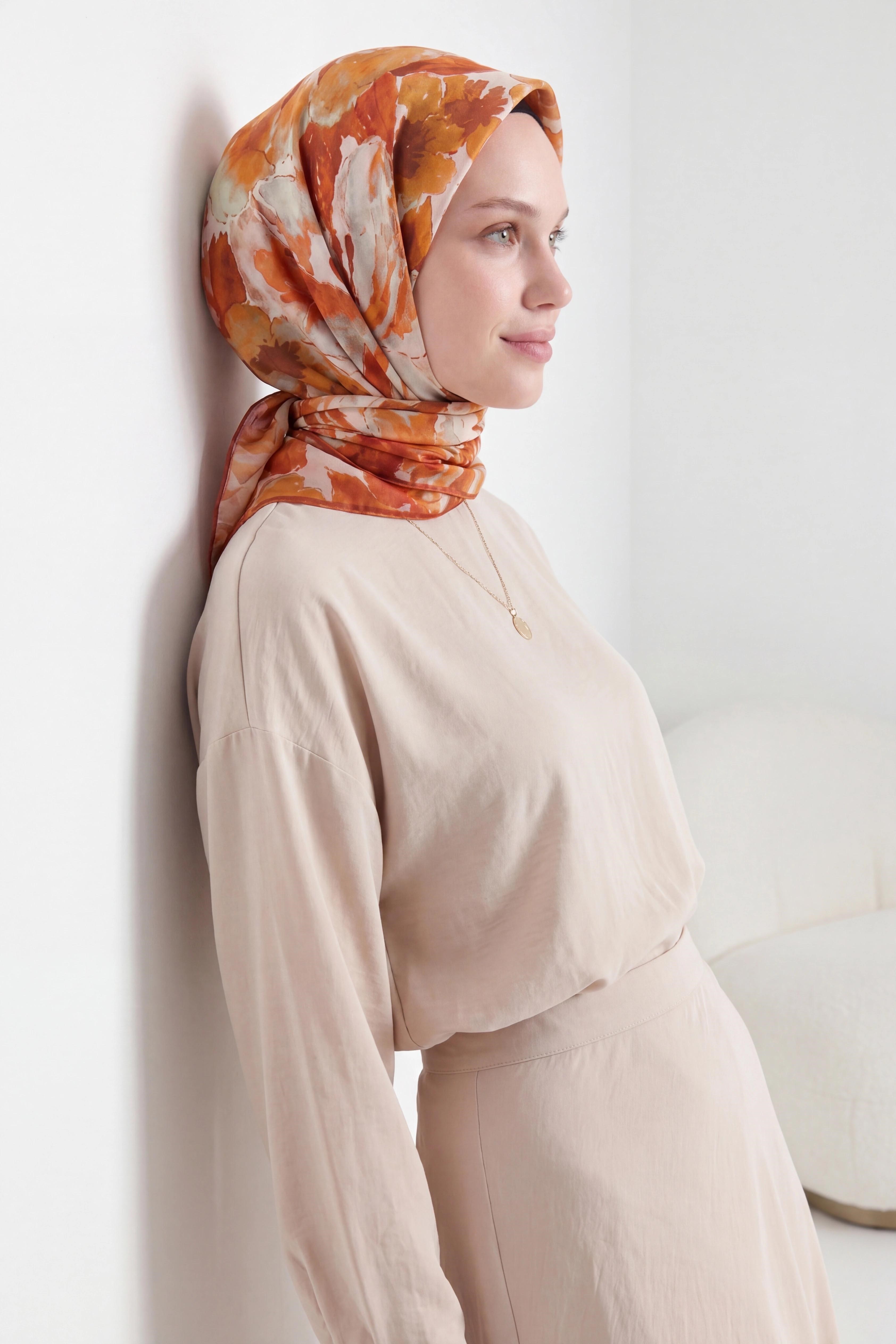 Soft Eşarp Suluboya Taba 90x90