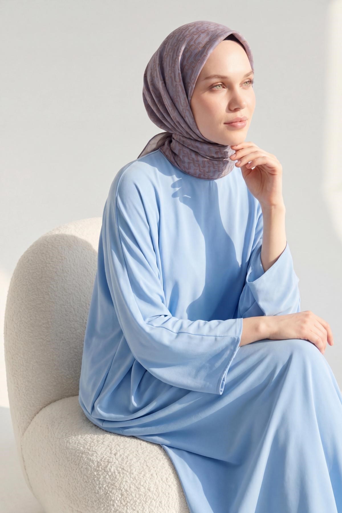 Soft Eşarp Zincir Desen Lila 90x90