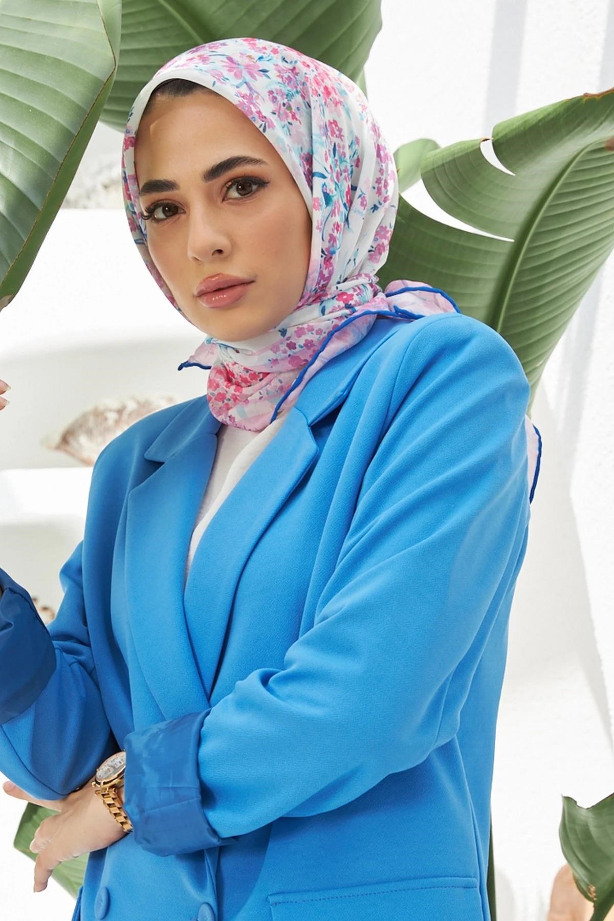 Sümbül Pembe Pamuk Viskon Eşarp