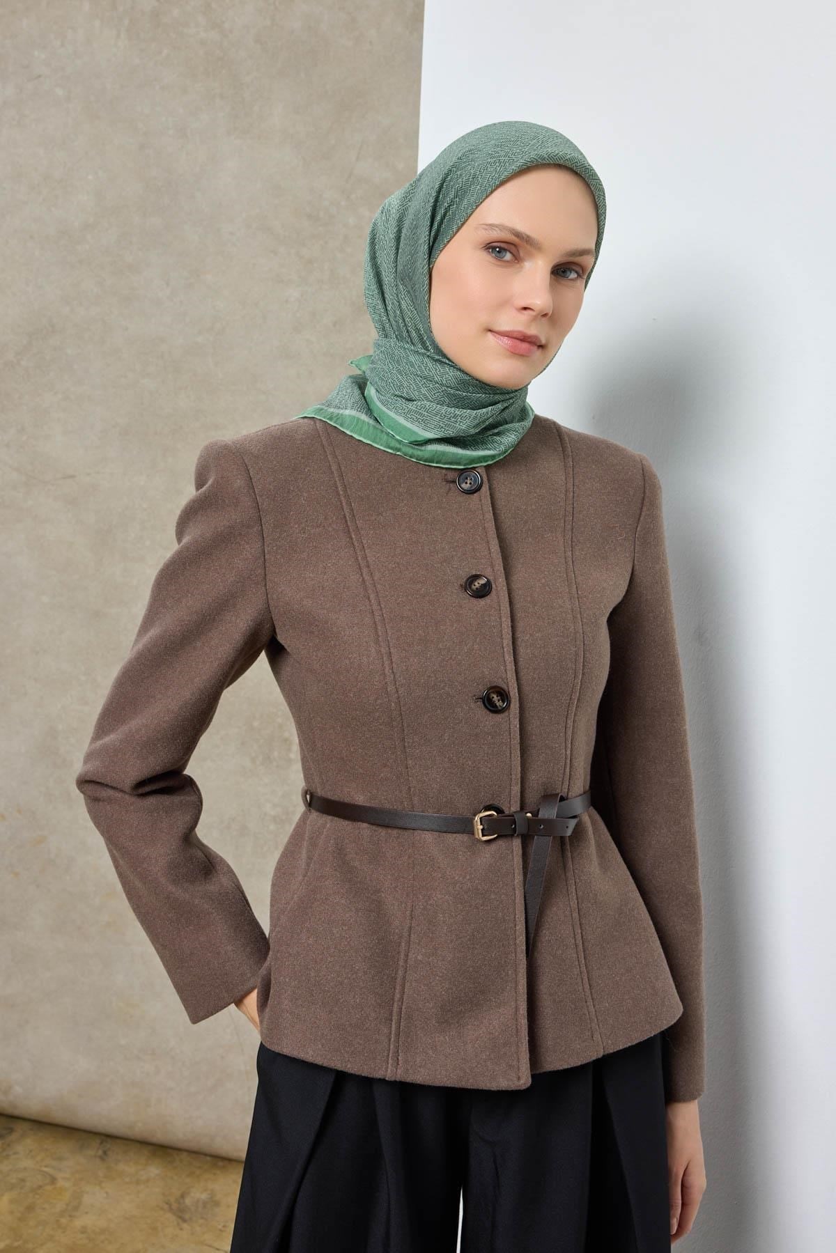 Tencel Monare Eşarp Labirent Desen Çam Yeşili 90X90