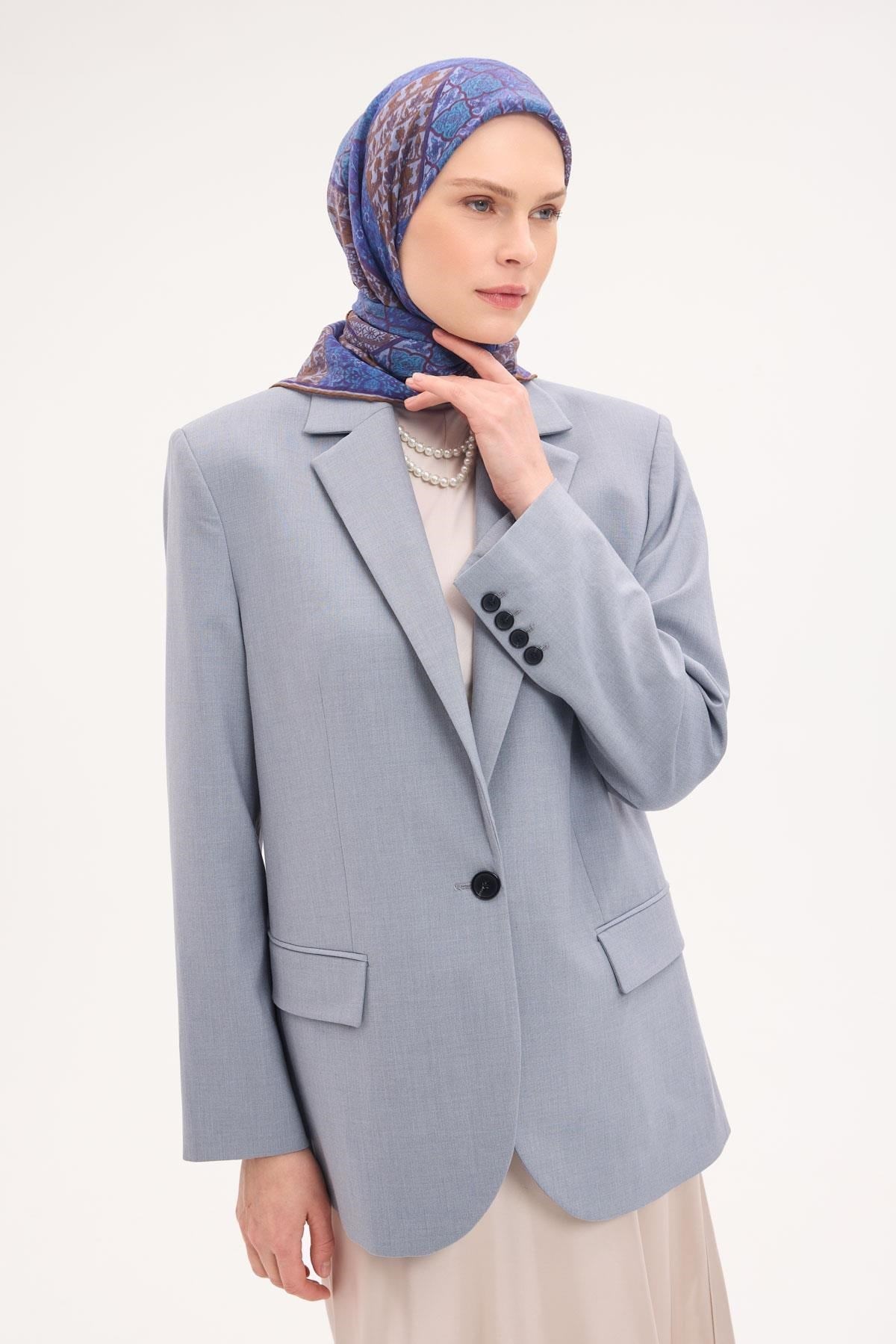 Tencel Monare Eşarp Osmanlı Desen Mavi 90X90