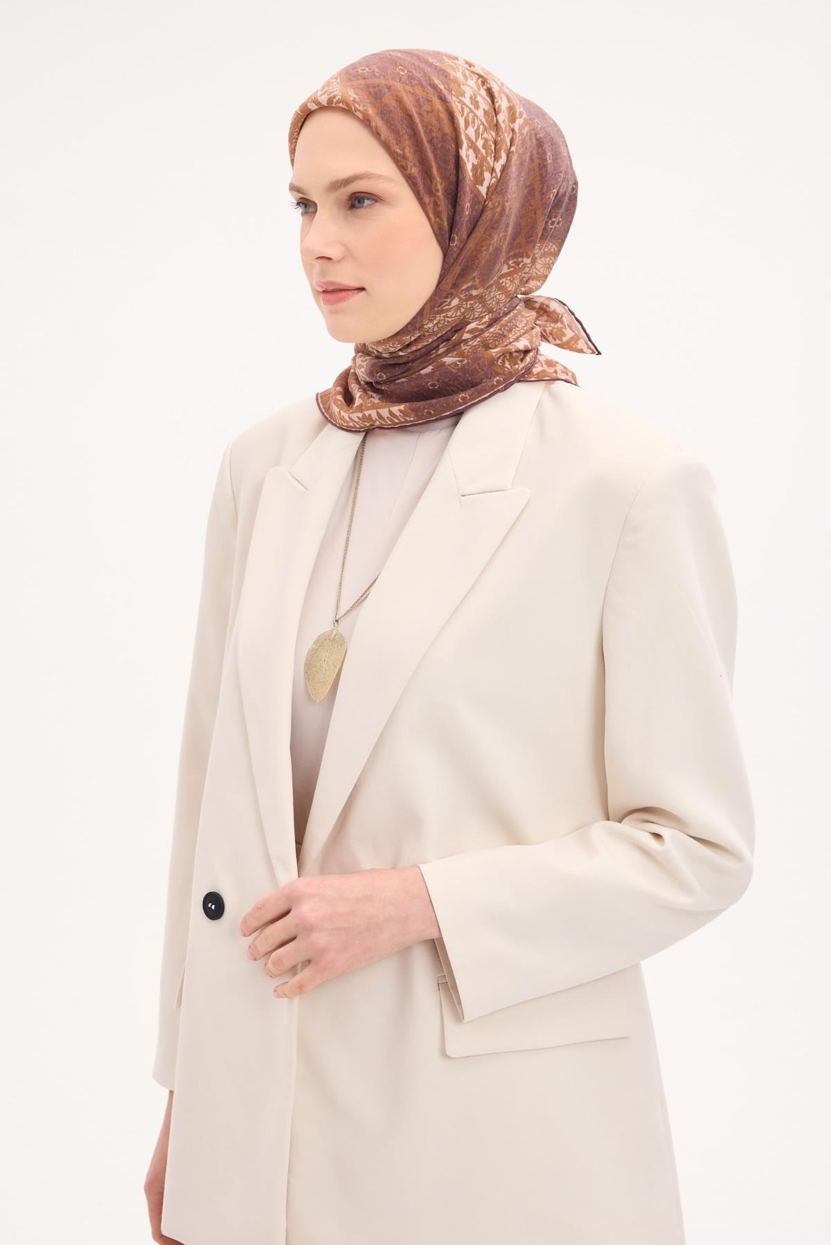 Tencel Monare Eşarp Osmanlı Desen Taba 90X90