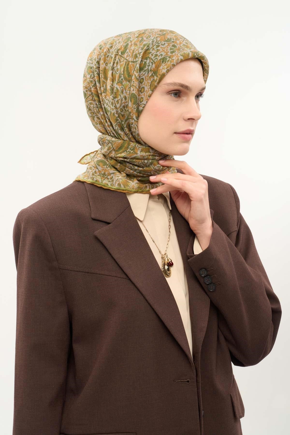 Tencel Monare Eşarp Saray Baharı Desen Taş 90X90