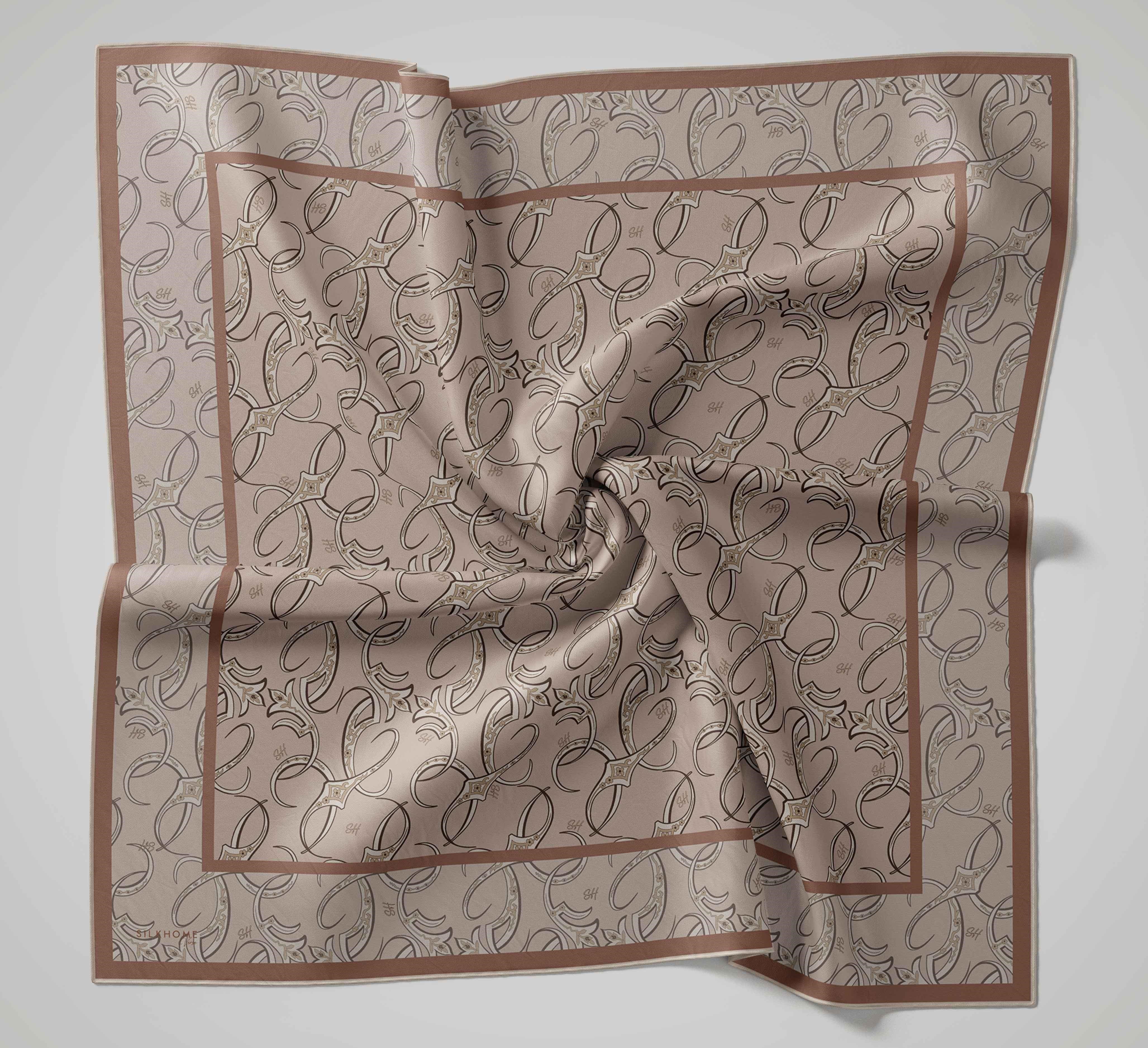 Twill İpek Eşarp Barok Gül Kurusu 90x90