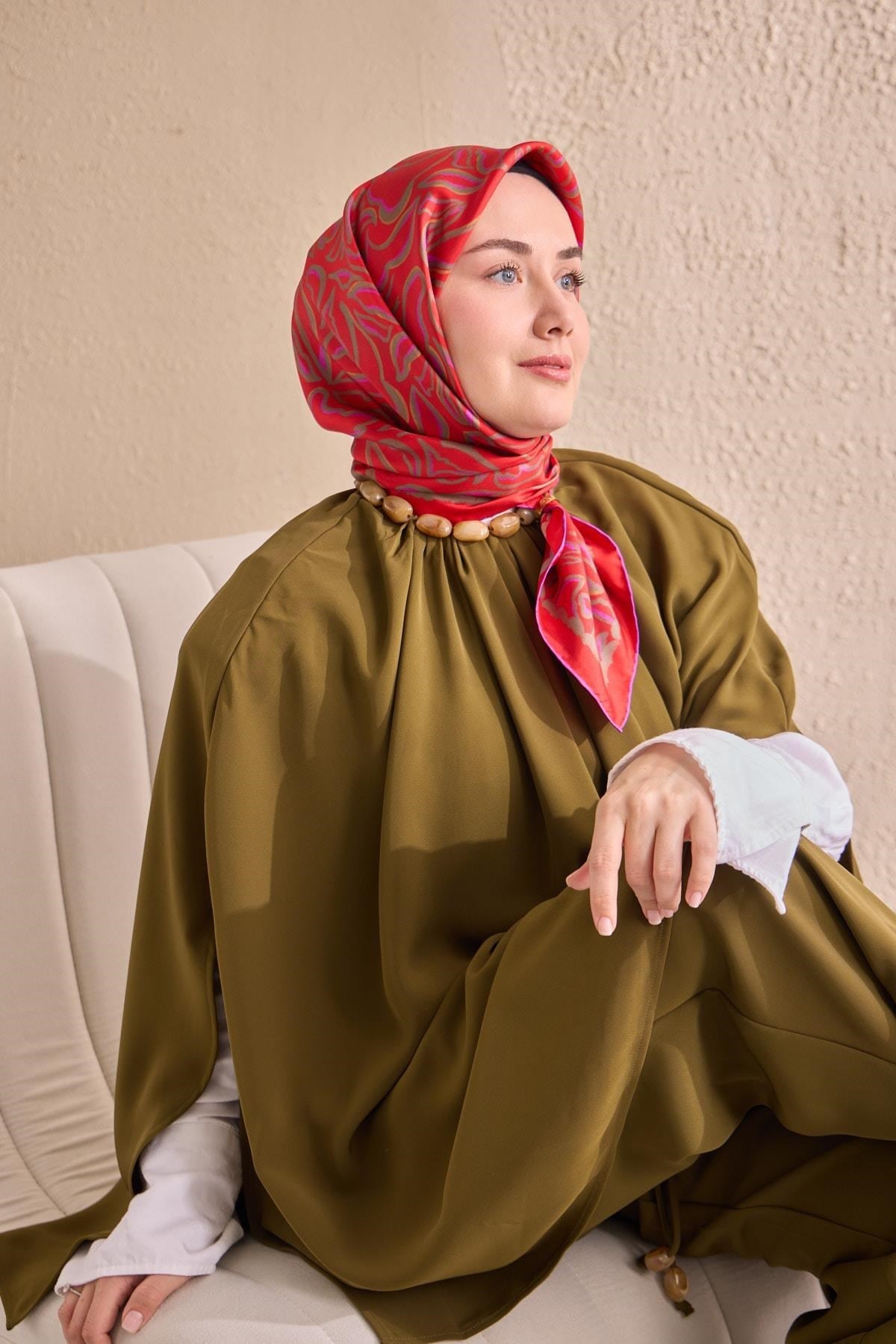 Twill İpek Eşarp Line Kırmızı