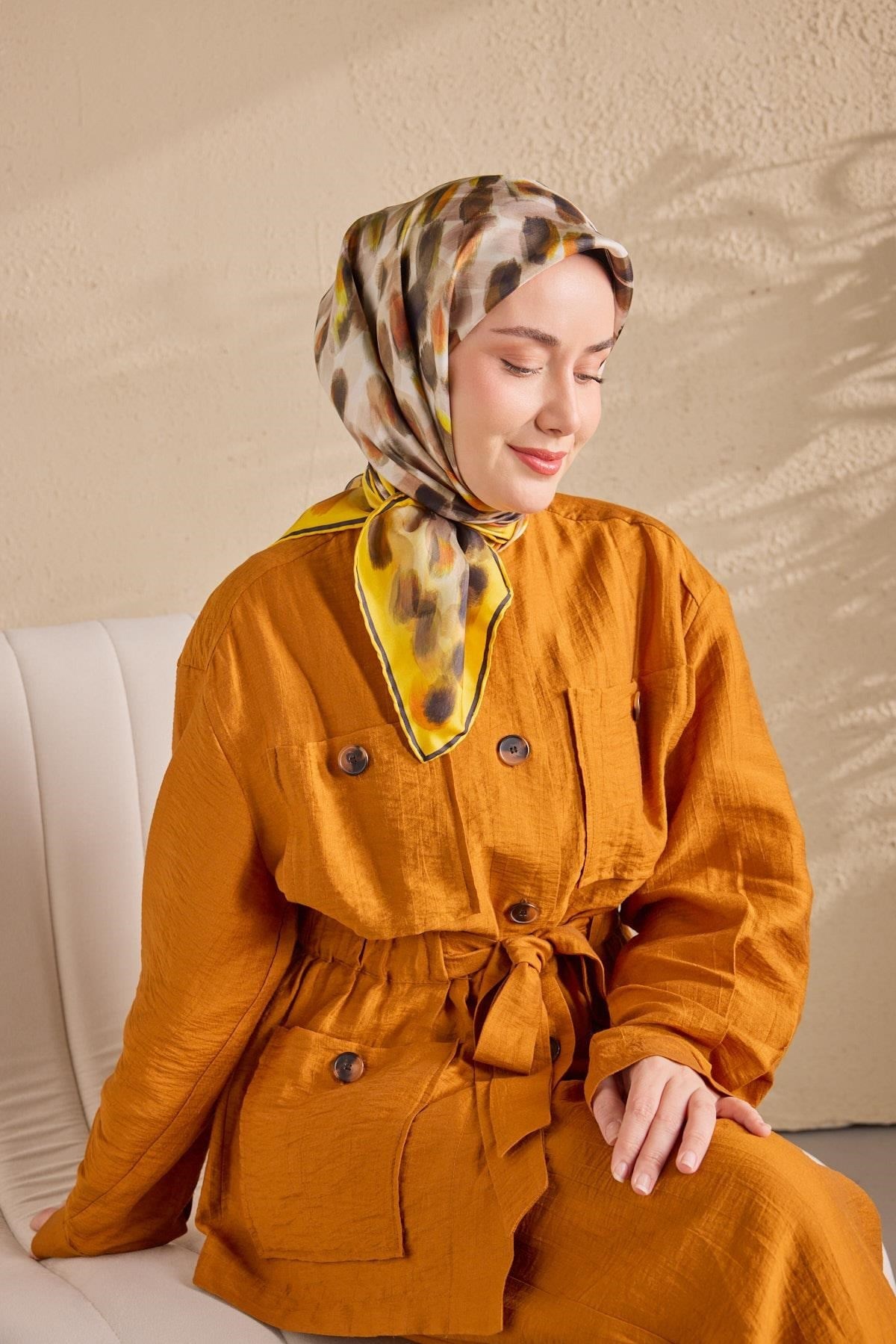 Twill İpek Eşarp Noiré Sarı 90x90