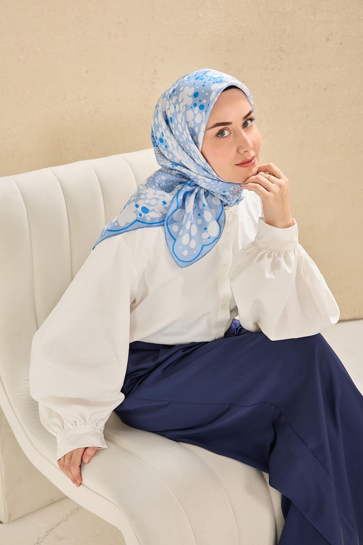 Twill İpek Eşarp Samanyolu Bebe Mavi 90x90