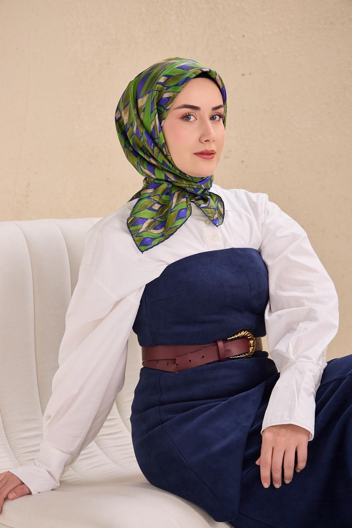 Twill İpek Eşarp Serenit Mor Yeşil 90x90