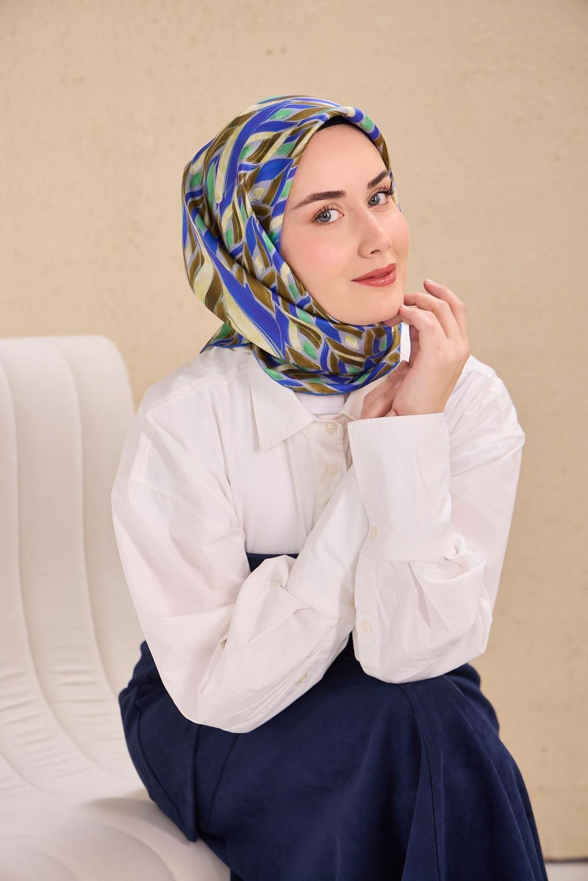 Twill İpek Eşarp Serenit Saks 90x90