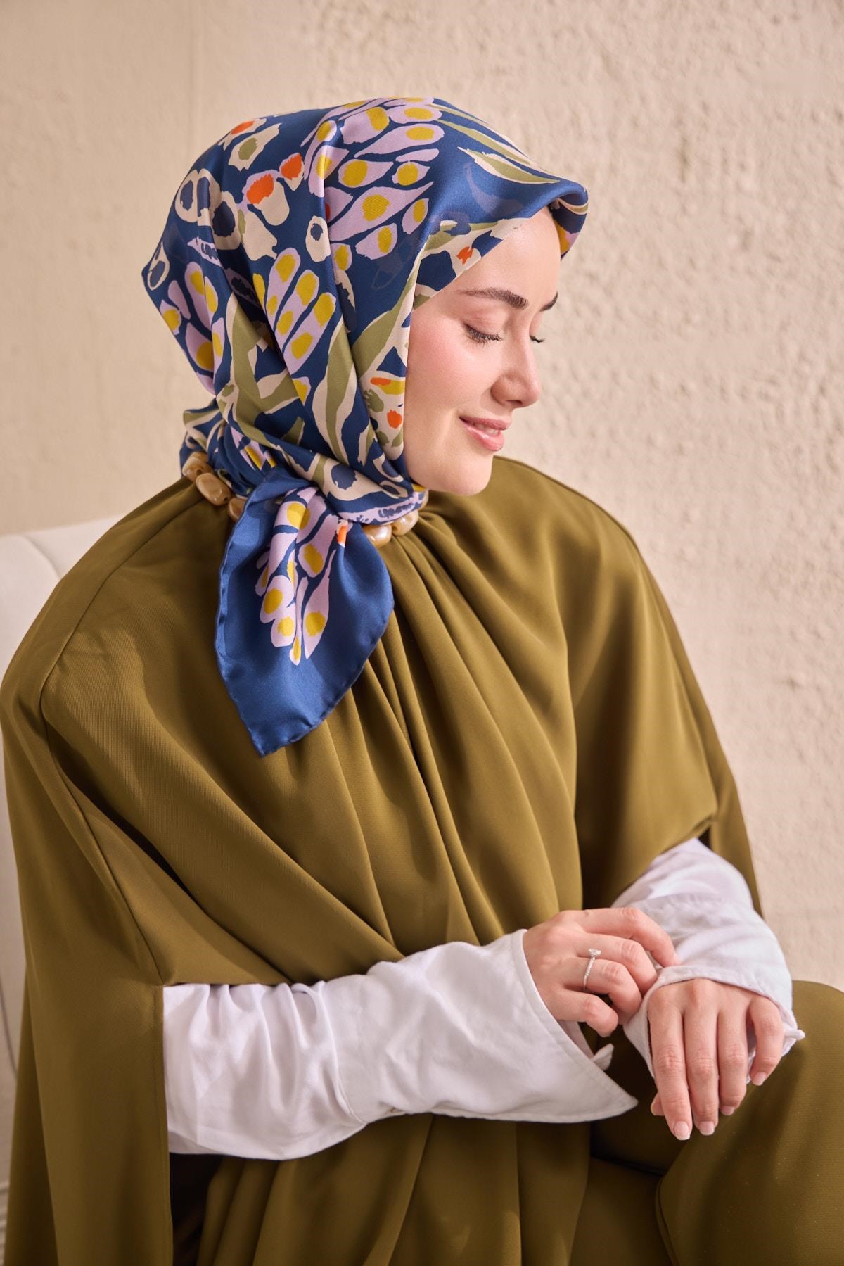 Twill İpek Mercan Eşarp Gece Mavisi 90x90
