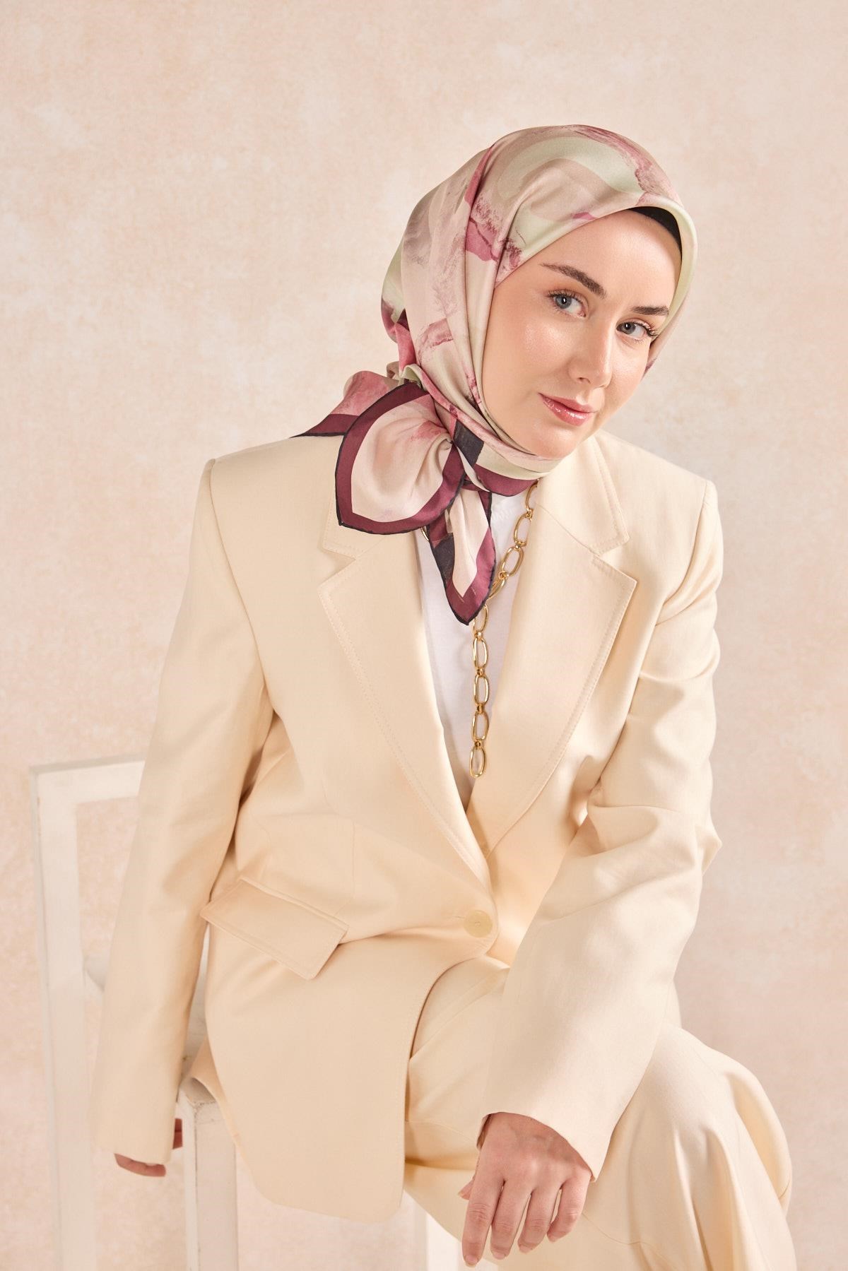 Twill İpek Petal Eşarp Gül Kurusu 90x90