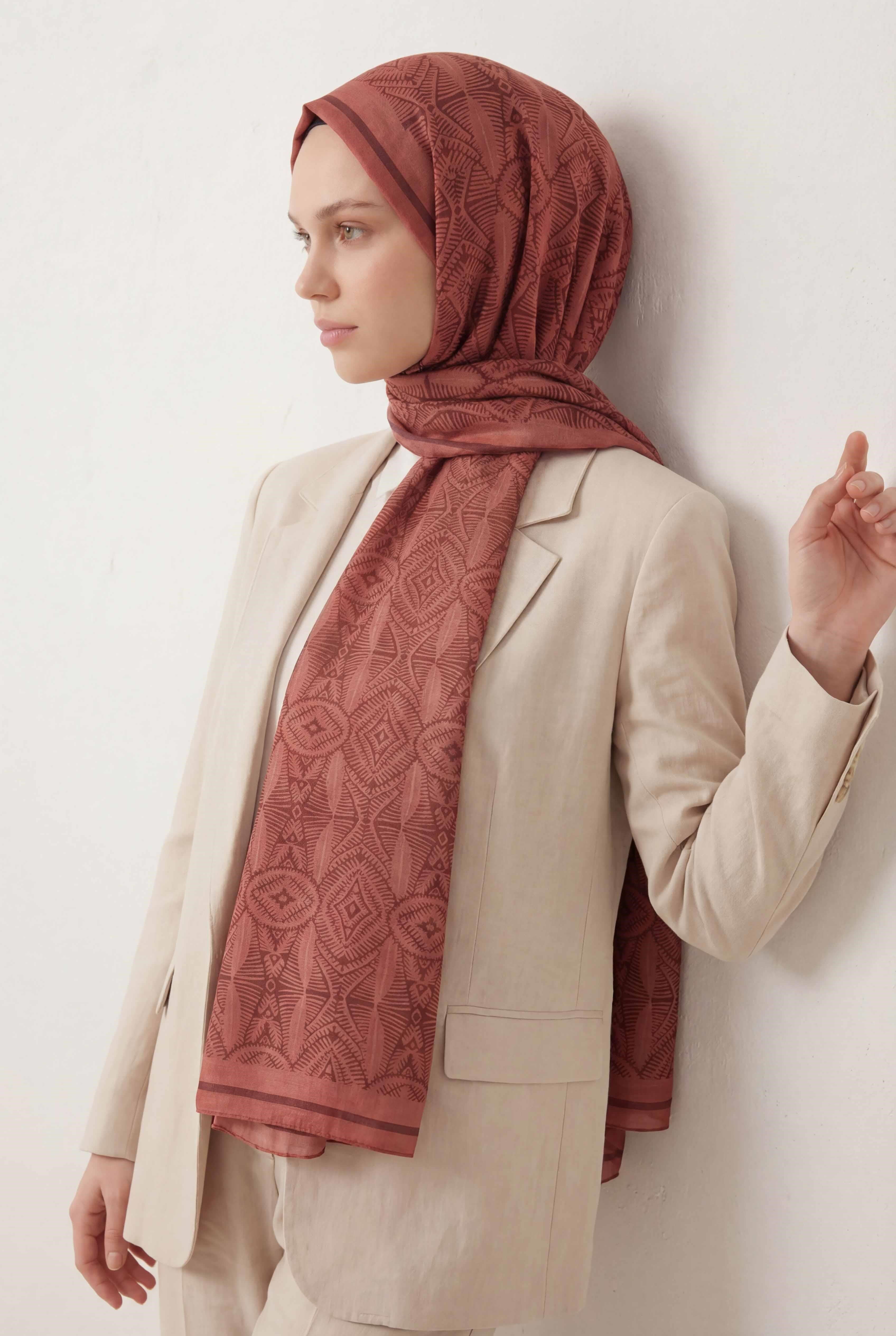 Urban Nature Desen Koyu Somon  75X195 Soft Şal
