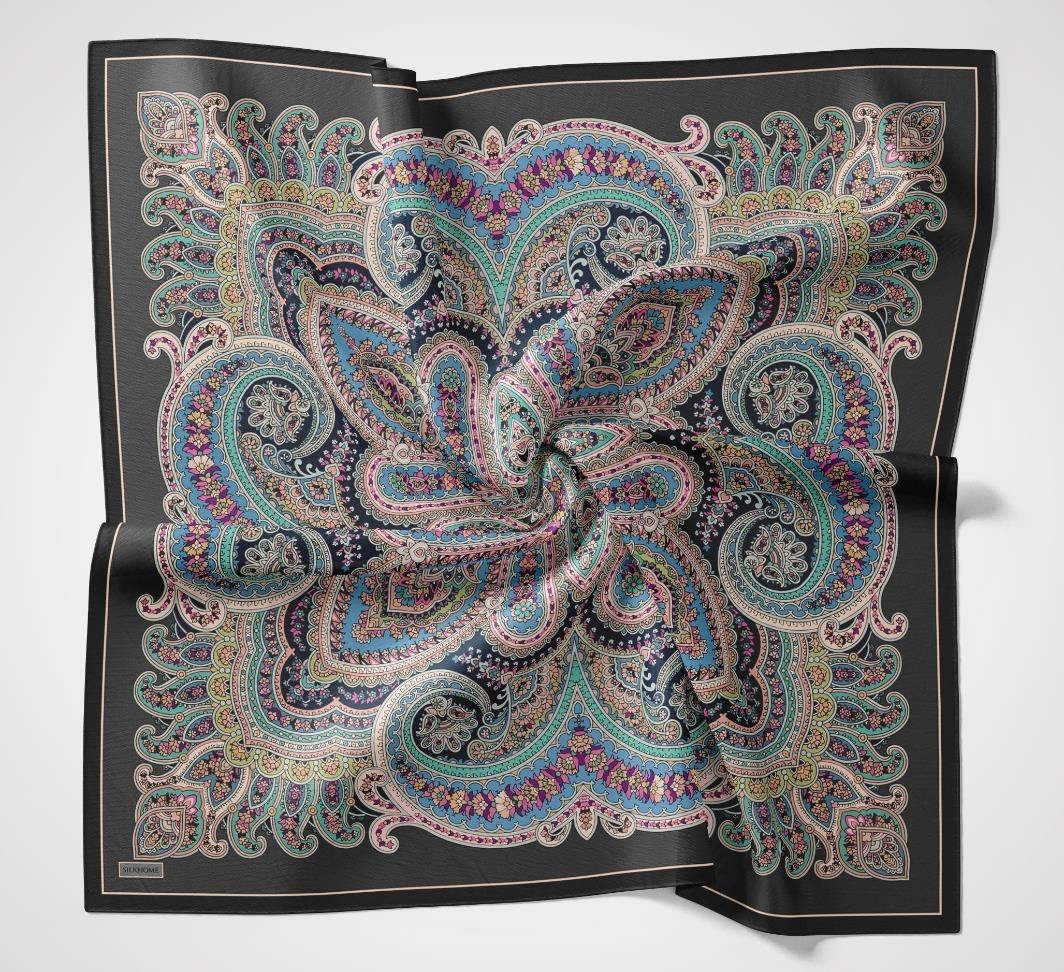 Velora Eşarp Ethnic Antrasit 90x90