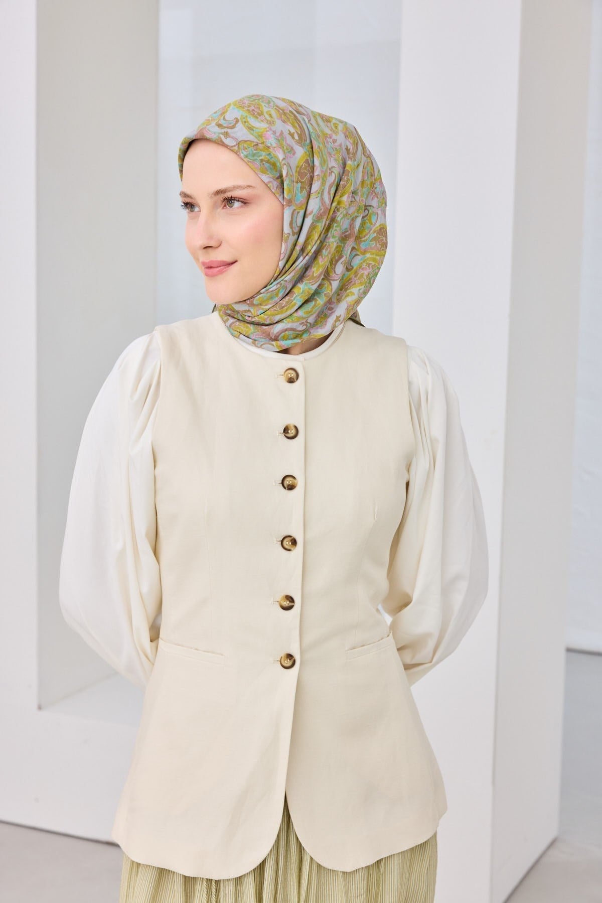 Velora Eşarp Ethnic Yağ Yeşili