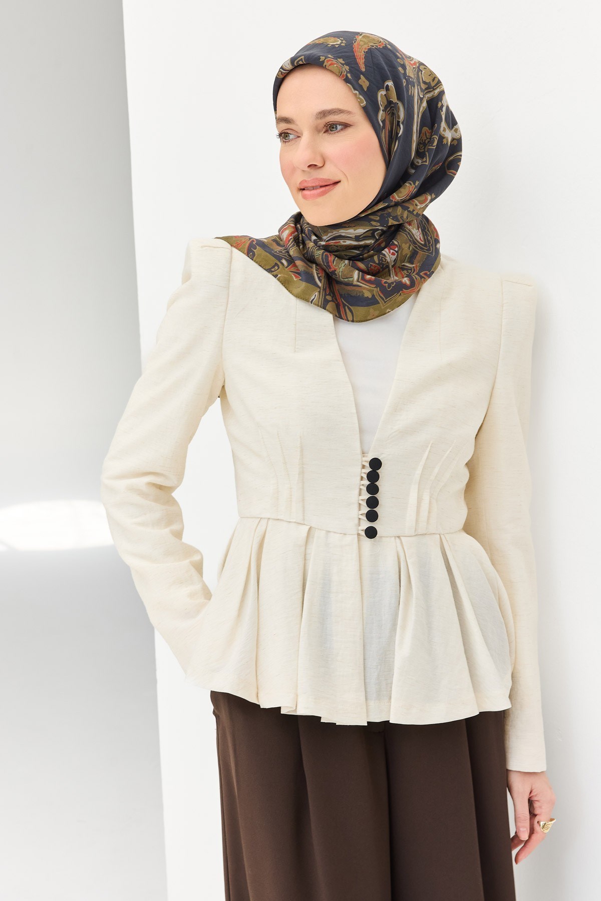 Velora Eşarp Şal Desen Antrasit 90x90