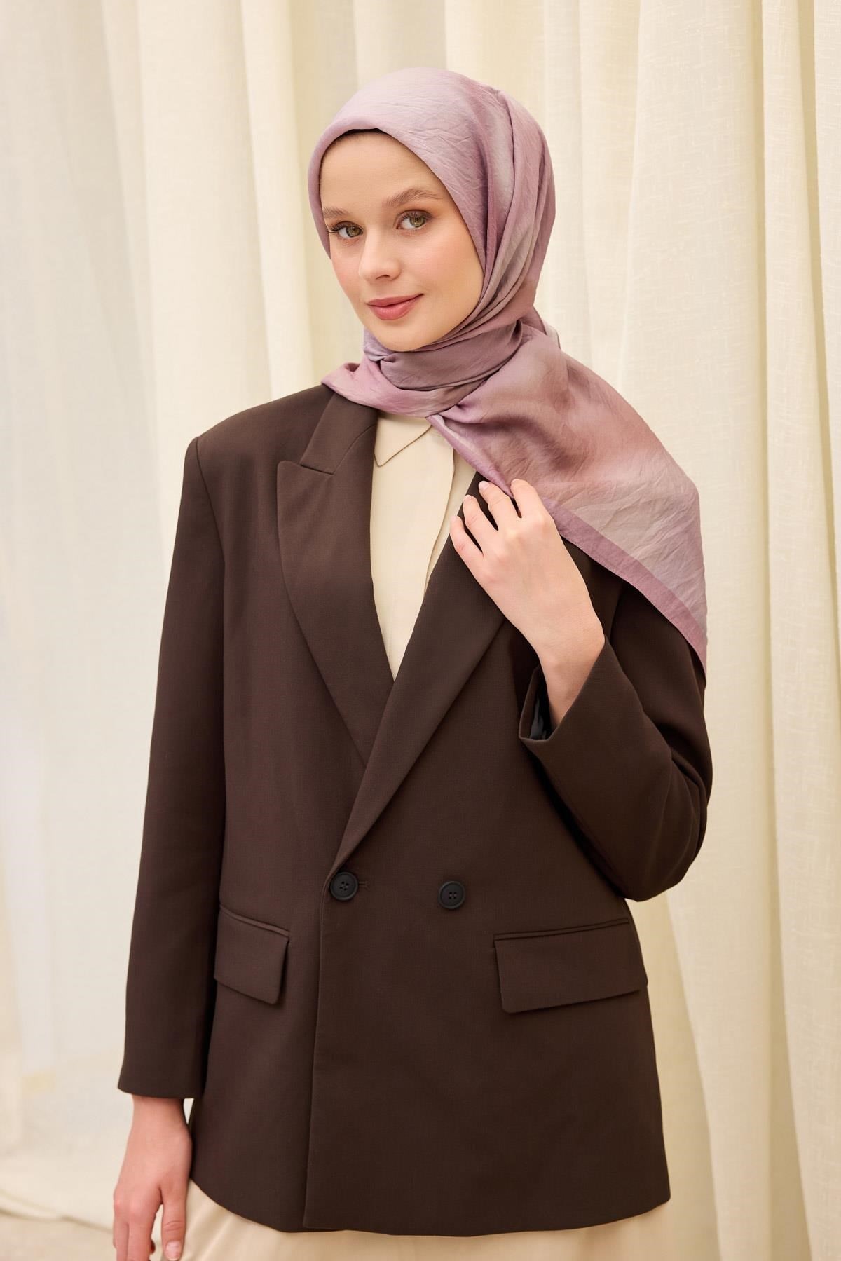 Velora Eşarp Sis Desen Soluk Lila 90X90