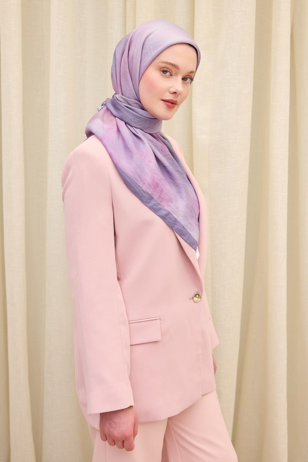 Velora Eşarp Sis Desen Soluk Mürdüm 90X90