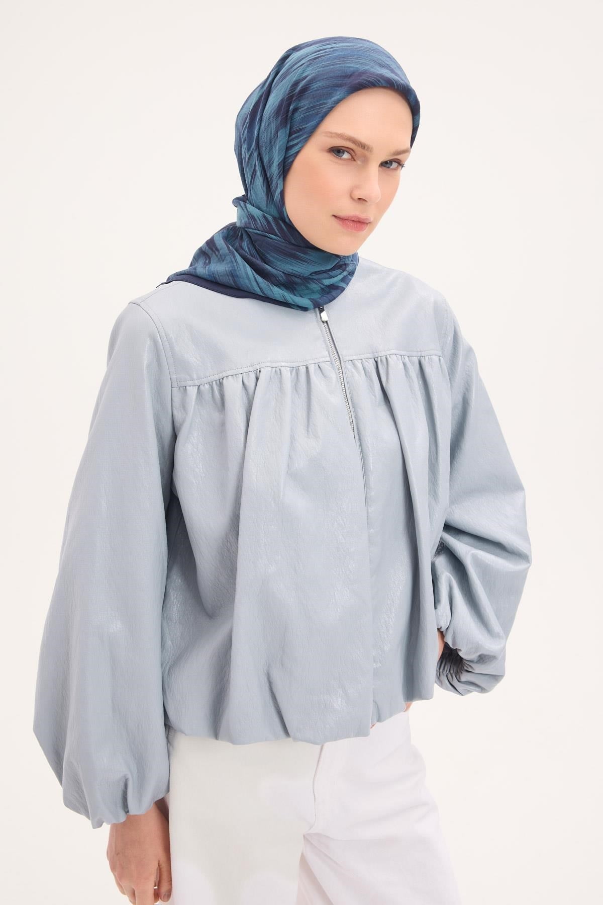 Velora Eşarp Sulu Boya Desen Lacivert 90X90