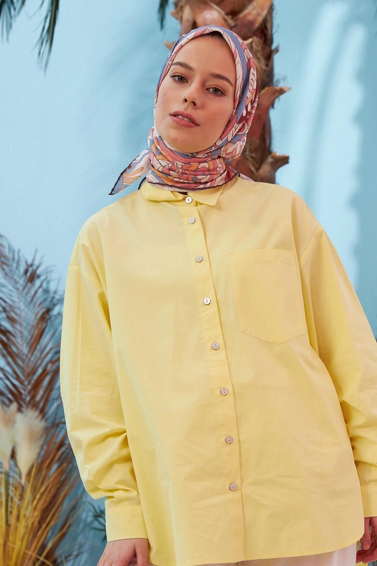 Vintage Bebe Mavi Pudra Pamuk Viskon Eşarp