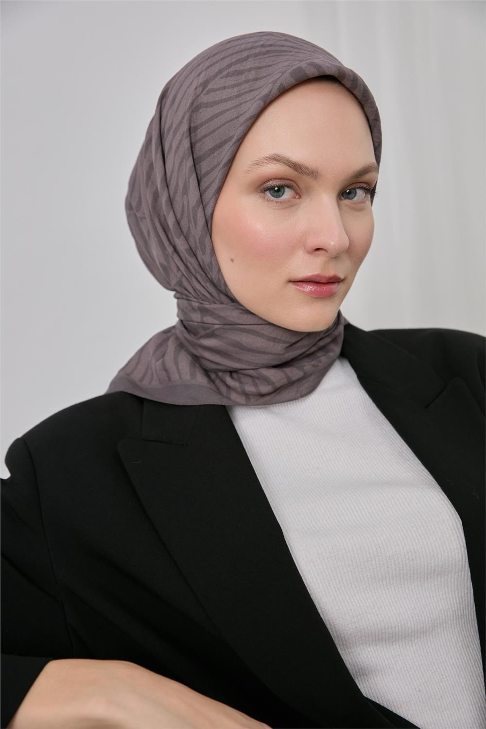 Viskon Velora Eşarp Koyu Vizon Dokulu Dört Mevsim 90x90