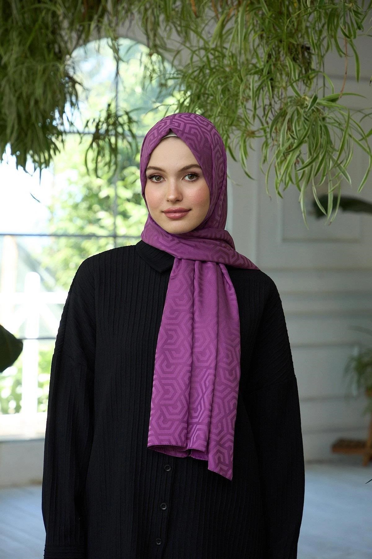 Yaz Işıltısı Koleksiyonu İpeksi Jakar Şal Gül Kurusu 9013-08