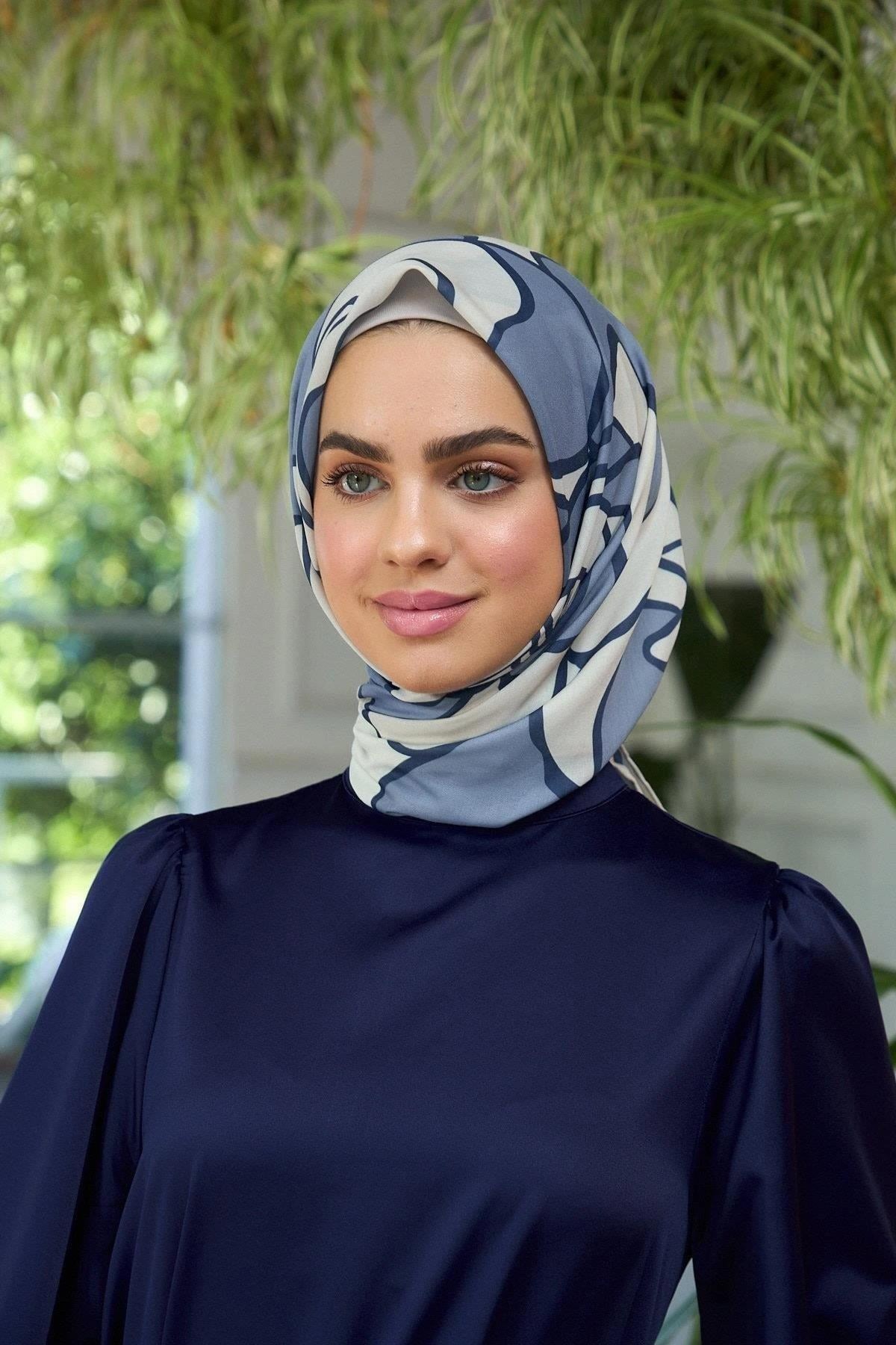 Yaz Işıltısı Koleksiyonu Soft Eşarp Buz Mavi Bej 1188-13