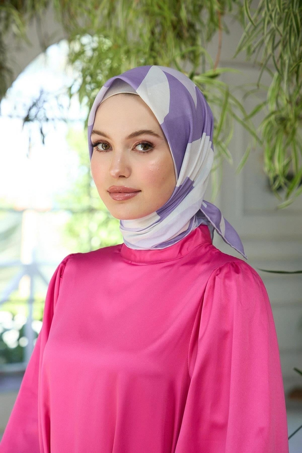 Yaz Işıltısı Koleksiyonu Soft Eşarp Lila Beyaz 1186-12