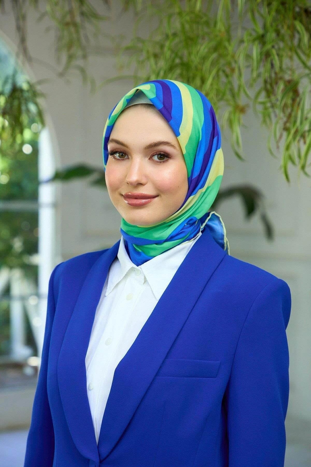 Yaz Işıltısı Koleksiyonu Soft Eşarp Mavi Yeşil 1183-02