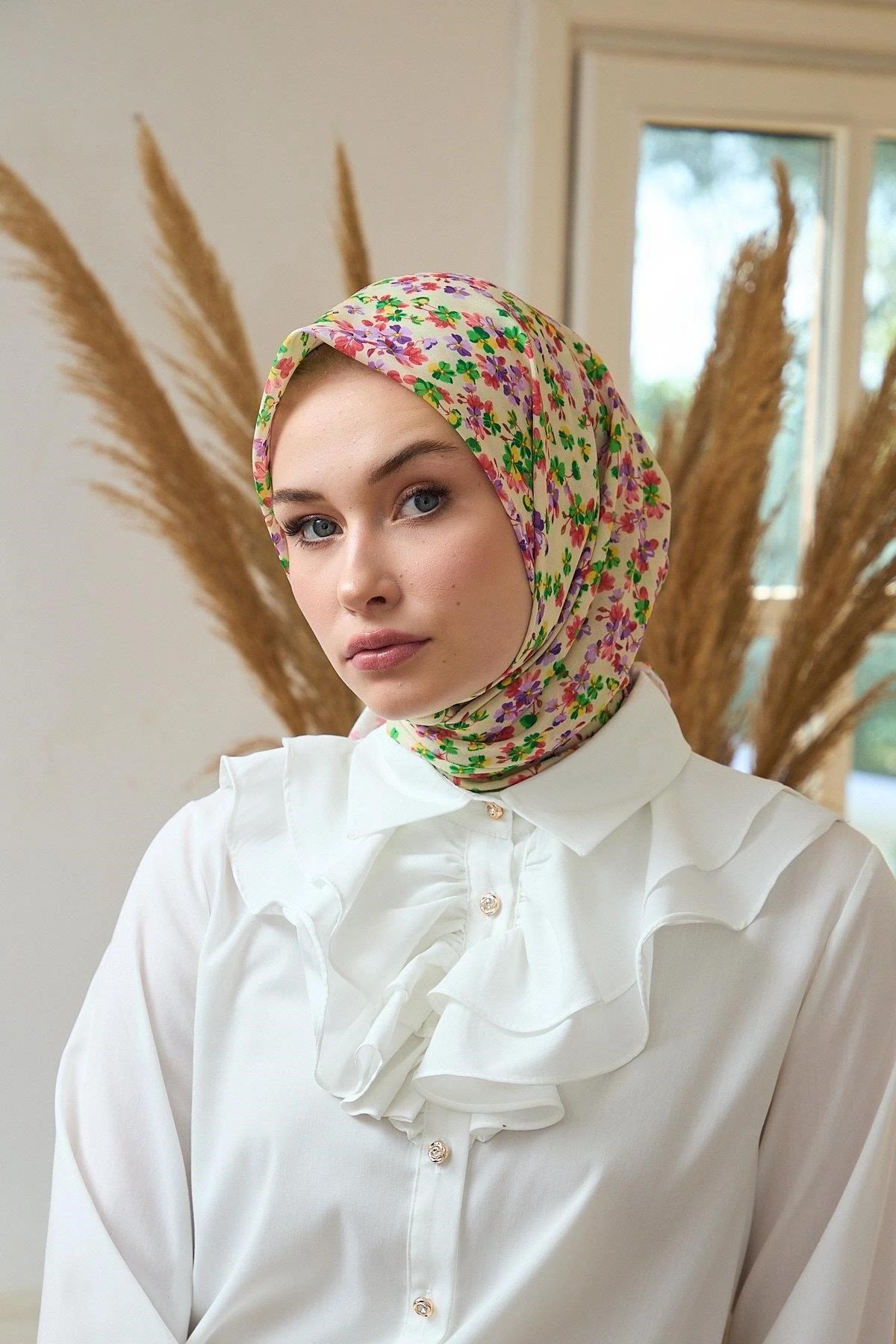 Yaz Işıltısı Koleksiyonu Soft Eşarp Sarı Pembe 1191-10