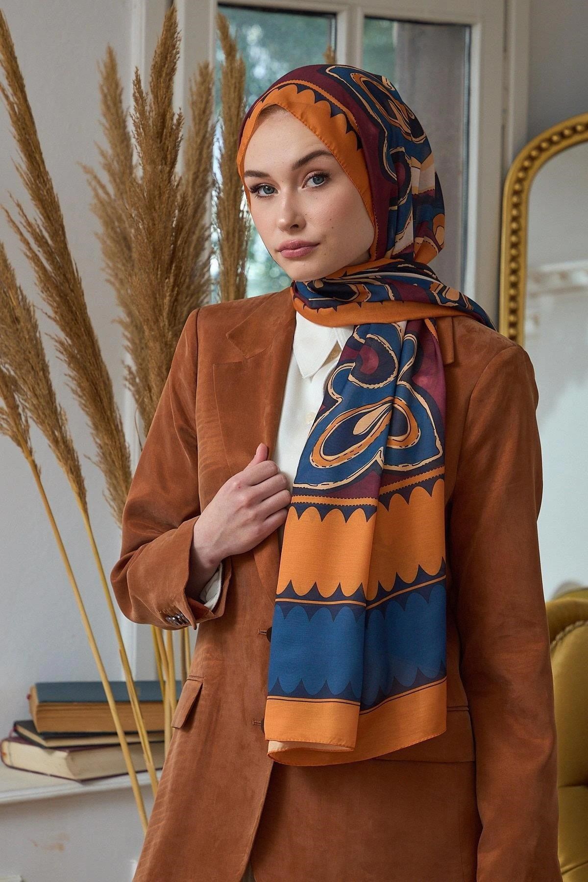 Yaz Işıltısı Koleksiyonu Soft Şal Turuncu Bordo 3045-10