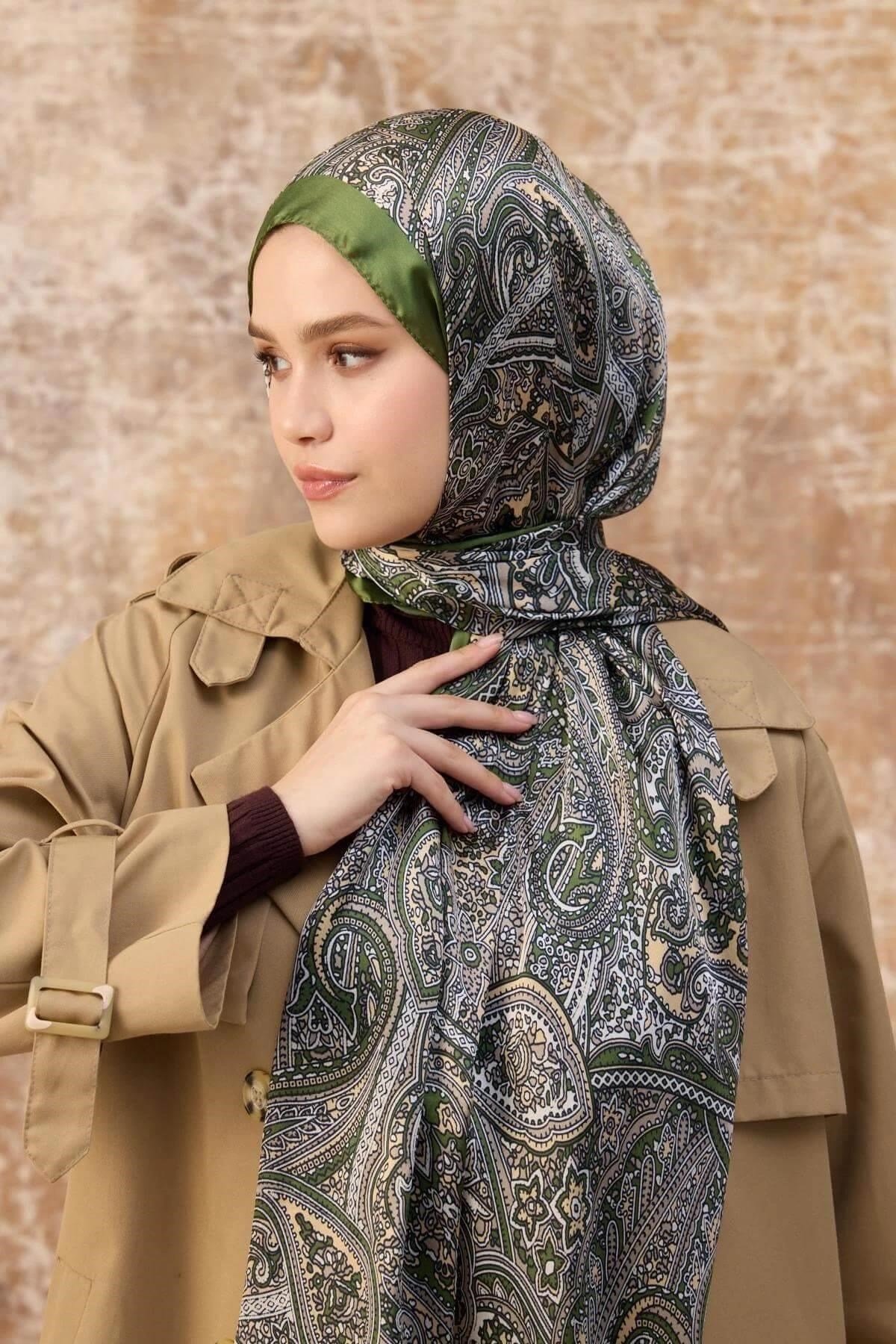 Yeşil Hint Vual Şal - 5003-03