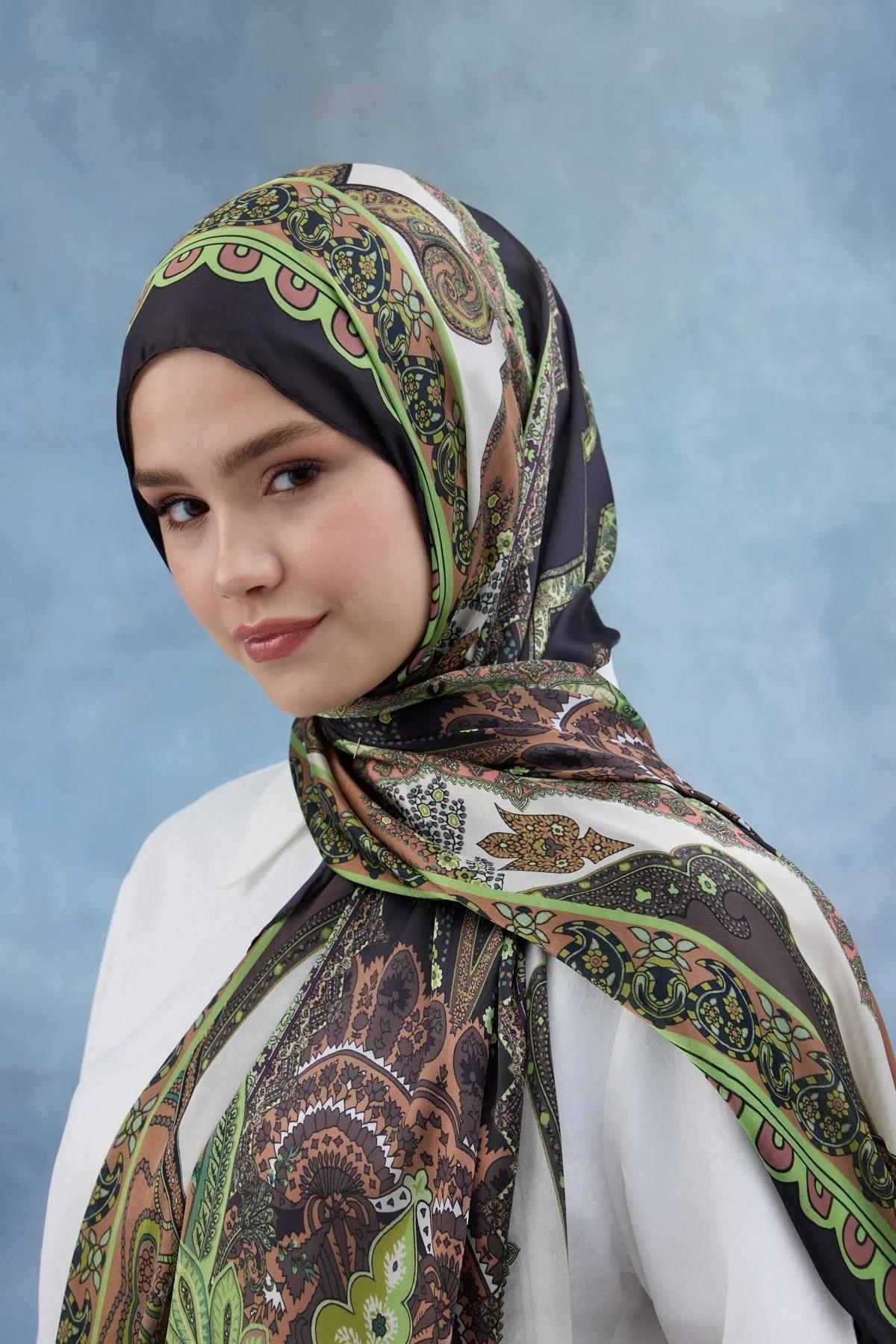 Yeşil Hint Vual Şal - 5006-05