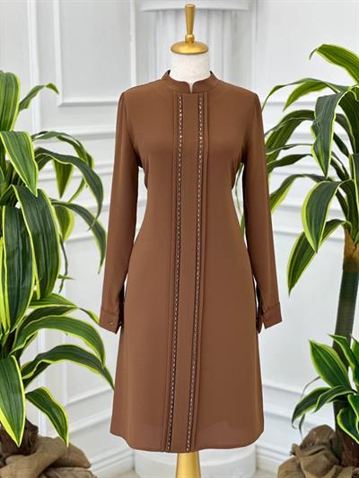 3 Pile Şerit Tunik 735 T-24 Kahverengi