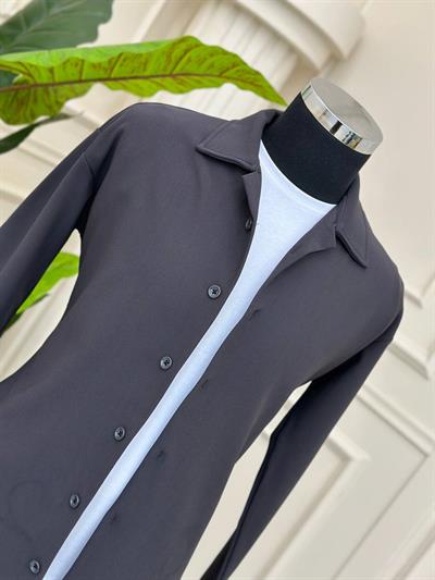 Apaç Yaka Şardonlu Gömlek t-24 Antrasit