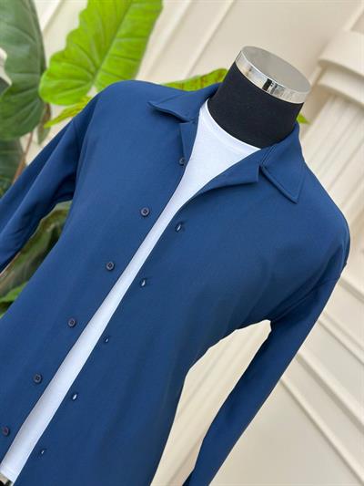 Apaç Yaka Şardonlu Gömlek t-24 Lacivert