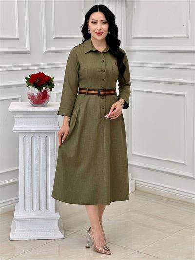 Apoletli Elbise 44138 t-24 Haki