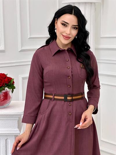 Apoletli Elbise 44138 t-24 Mürdüm
