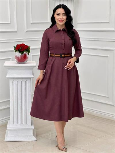 Apoletli Elbise 44138 t-24 Mürdüm