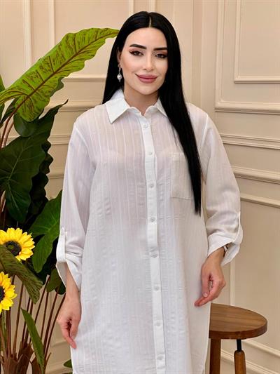 Ara Boy Çizgili Tunik Gömlek 10521 T025 Ekru