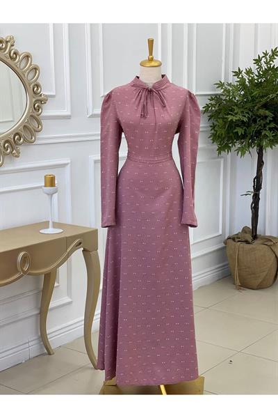 Bağcıklı Baskı Elbise 2927 Purdra