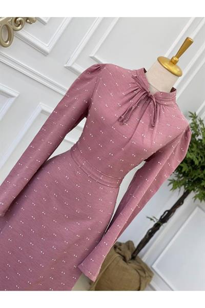Bağcıklı Baskı Elbise 2927 Purdra