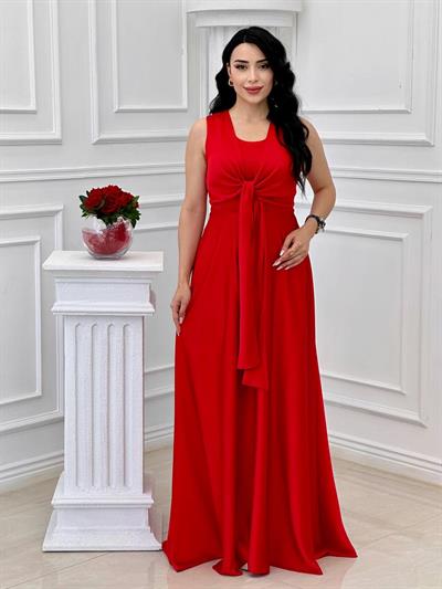 Bağlamalı Saten Abiye 4193 t-24 Kırmızı