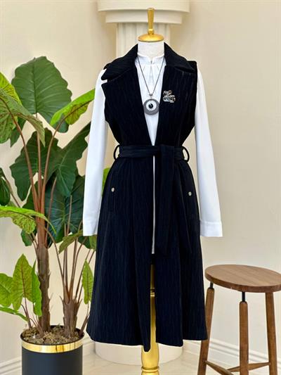 Baklava Desen Örme Yelek 7514 T-25 Siyah